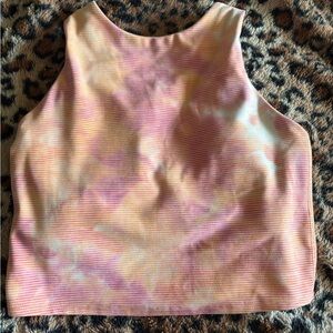 Athleta Built In Bra Crop Tank Padded Tie Dye Pink Orange XS